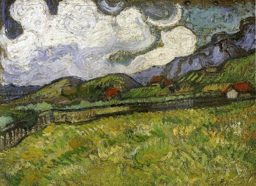  Trigo Pintura al %C3%B3leo - Campo de trigo detrás del Hospital Saint Paul con un segador Vincent van Gogh